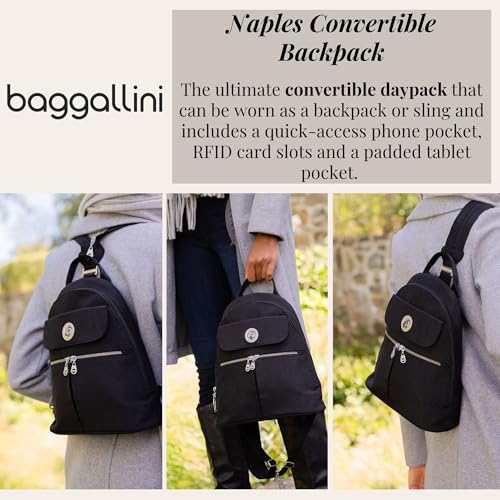 Baggallini Naples Convertible Small Daypack Sling Crossbody, Woodrose