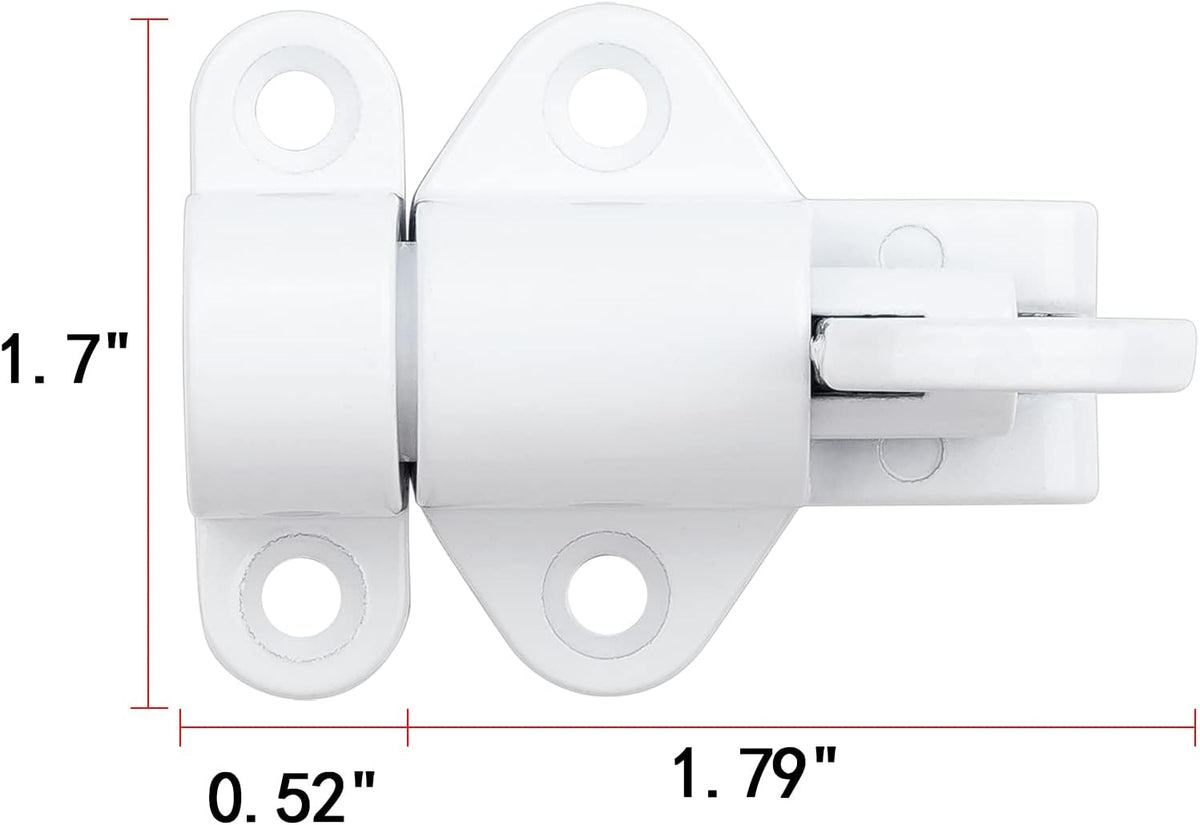 8 Packs Self-Closing Latches，White Spring Door Lock，Resilient Bolt Latch Aluminum Alloy Safety Automatic Spring Barrel Slide Door Lock with Screws,Used for Gate,Window and Cabinet etc