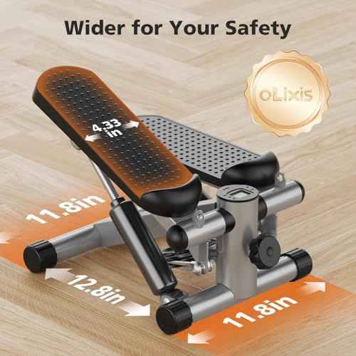 OLIXIS Steppers for Exercise at Home Workout Equipment, Mini Stepper Exercise Machine for Senior Citizens, Twist Stepper with Resistance Bands, Cardio Weight Loss Equipment Home Fitness