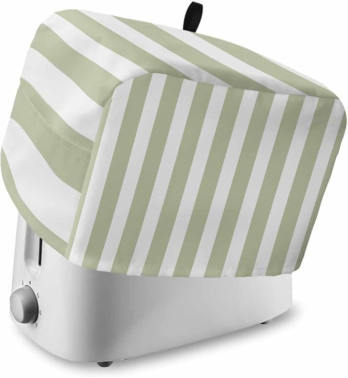 Toaster Cover 2 Slice Sage Green Stripes Toaster Oven Cover with Pockets Simple Style Dustproof Bakeware Protector Small Kitchen Appliance Dust Covers and Fingerprint Protection for Women