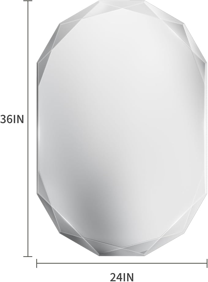 Suidia Bathroom Mirror, Frameless Bathroom Mirror