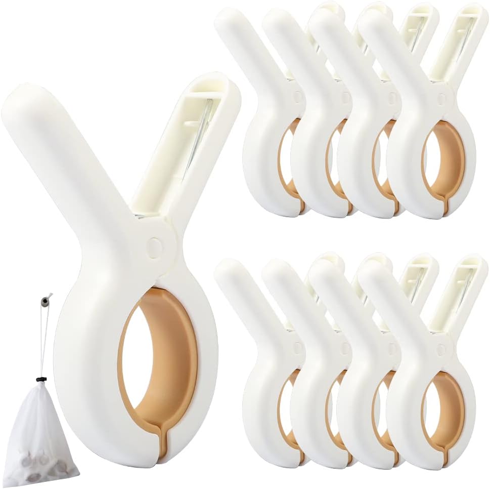 9 PCS Beach Chairs Towel Clips,Quilt Drying Clip, Plastic Clothespins, Strong Grip Holder to Dry Laundry on Clothesline and Hanging Rack (Small)