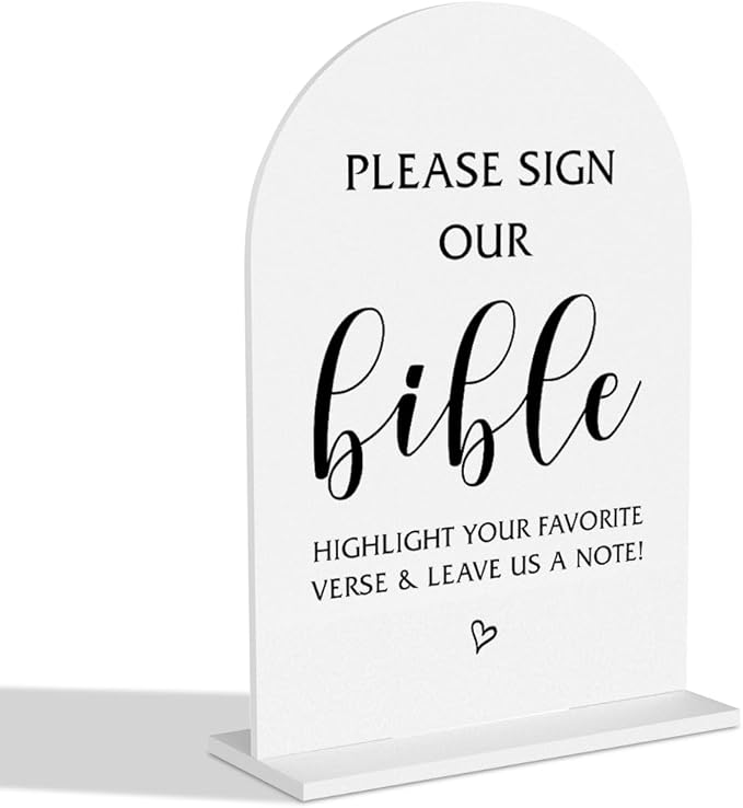 Please Sign Our Bible Wedding Sign Modern Minimalist Style Wedding Signs For Engagement Bridal Shower Ceremony Reception Event Birthday Party Clear Table Acrylic Decor
