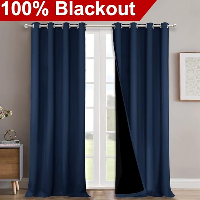 NICETOWN Full Shading Curtains 90 inches Long 2 Panels Set