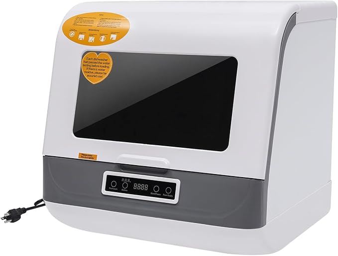 Portable Dishwasher,800W Countertop Stainless Steel Mini Dishwasher With 3 Washing Programs,110v Multi-Functional Large Capacity Dishwasher For Apartments,Dorms, Kitchens,Campers/Rvs