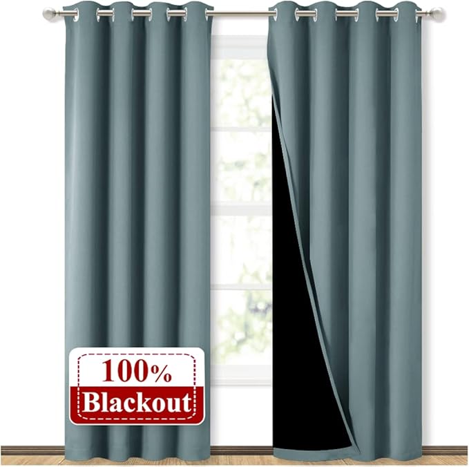 NICETOWN 100% Blackout Curtains 84 inches Long, Pair of Energy Smart & Noise