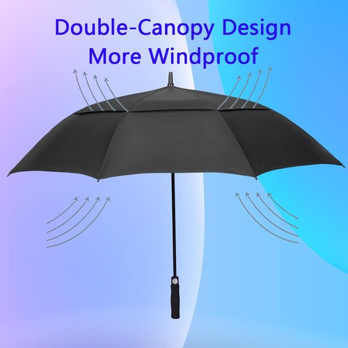 Goothdurs 62/68 Inches Golf Umbrella Automatic Open Windproof Waterproof Large Double Canopy Vented Rain Stick Umbrellas for Men Women