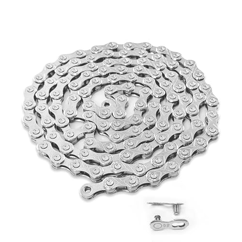 9/18/27 Speed Bike Chain,Bicycle Chain for Road Bike MTB Mountain Racing Cycling Compatible with All Major Systems,116 Links,Steel Cycling Hollow Out Chains with Quick Link