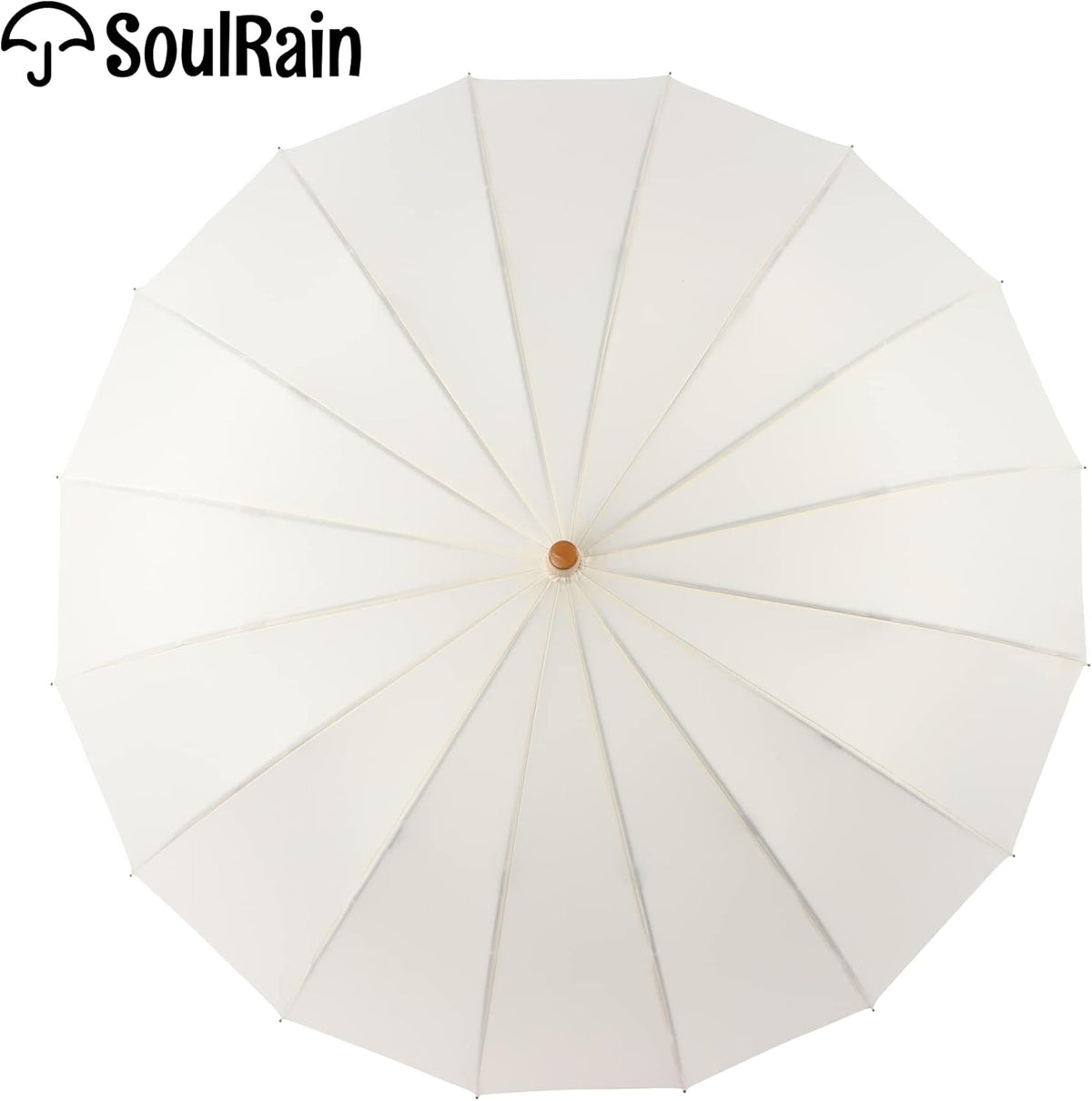 SoulRain 48" Windproof Stick Umbrella - Auto Open, Classic Wood Handle, Solid Color Design