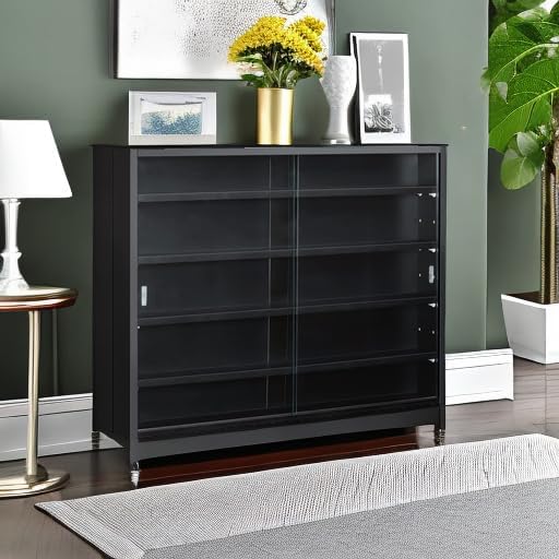 HOMCOM 5-Tier Display Cabinet, Glass Door Cabinet