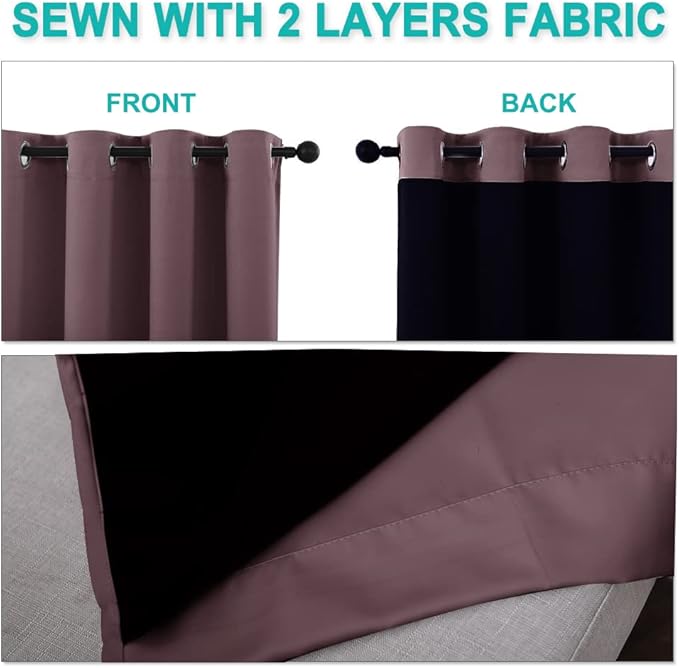 NICETOWN 100% Blackout Curtains 84 inches Long, Pair of Energy Smart & Noise