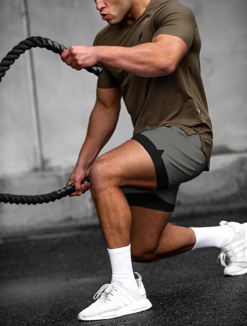 COOFANDY Men's 2-in-1 Running Shorts - Quick Dry Athletic Gym Shorts with Pockets | 2 Pack