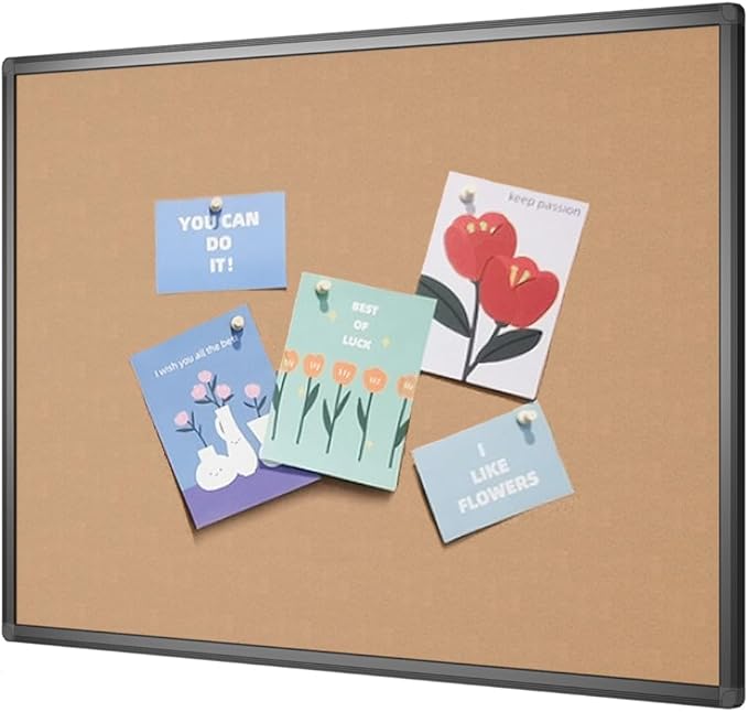 VIZ-PRO Cork Notice Board, 48 X 36 Inches, Cork Bulletin Board