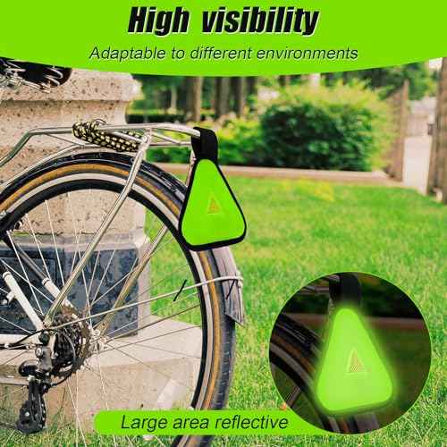 Reflective Triangle Sign, Bright Reflective Yield Symbol with Magic Adhesive Strap & Cord High Visibility Safety Triangle for Bike Backpack Different Scenes, Multiple Fixing Methods