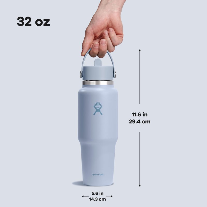 Hydro Flask Travel Water Bottle - Insulated Stainless Steel - Wide Straw Lid, Non Spill, Leakproof in 32 Oz Surf Blue