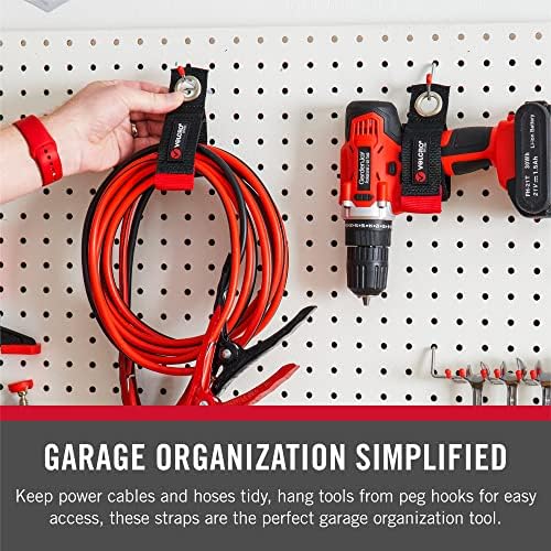 VELCRO Brand Easy Hang Extension Cord Holder Organizer Variety Pack | Holds 60-100lbs, Heavy Duty Straps Fit Easily on Hooks or Nails | Perfect for Garage Organization | 3-pk 10", 14" and 18", Black
