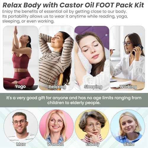2Pcs Castor Oil Pack Wrap for Ankle Adjustable Reusable Feet Brace Anti Oil Leak Organic Breathable Acrylic Flannel Castor Compress for Women Ankle Support Plantar Fasciitis Pain Relief