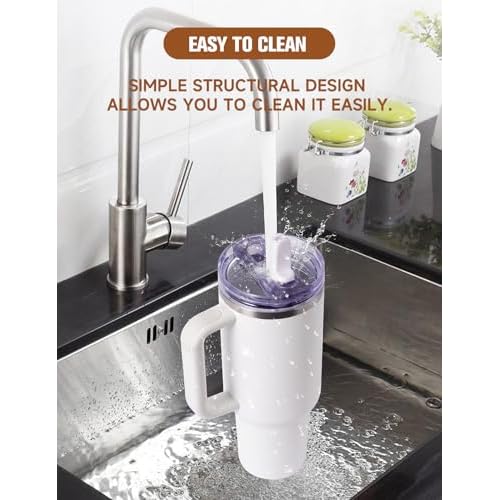 2 Pack Detachable ProTour Lid with Stanley, for Stanley Lids 40 oz Leakproof, 40oz Flip Straw Lid for Stanley, for Stanley No Spill 40 oz Tumbler Lids, Cup Accessories for Stanley (Clear and white)