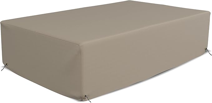 Covers & All Patio Sectional Sofa set cover 160 GSM PVC Emboss Fabric Outdoor Furniture Table and Chair set cover with Drawstring for Snug Fit (48''W x 48''D x 29"H, Beige)