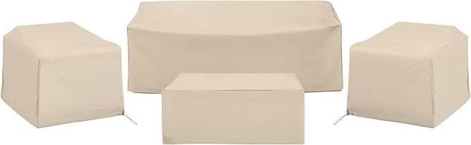 Crosley Furniture Patio Furniture Covers, Waterproof 4-Piece Cover Set for Outdoor Chairs, Sofa, Table, Tan