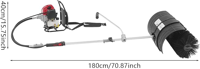 52CC 2 Stroke Gas Powered Backpack Broom Sweeper, 2.3HP 1700W Portable Handheld Gasoline Engine Snow Sweeping Broom Cleaner Tools with Goggles,for Cleaning Driveway Turf Lawns Artificial Grass