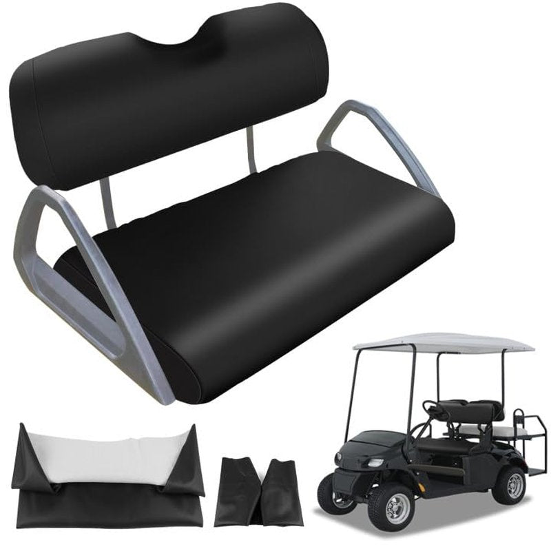 ZWPARTS Golf Cart Front Seat Covers Staple On Replacement for EZGO TXT 1995-2013 Golf Cart Black Micro Fiber Leather Seat Cover
