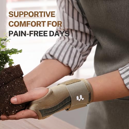 Carpal Tunnel Wrist Brace For Work With Splint and Palm Cushion, Wrist Pain Relief Support for Men and Women, Ideal for Carpal Tunnel, Tendinitis, Arthritis (Right Hand, L/XL)