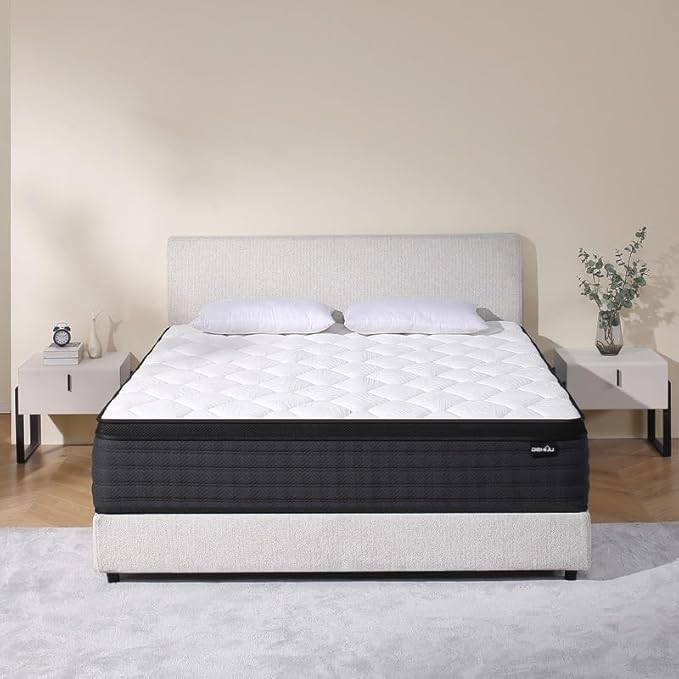 King Size Mattress, 12Inch Hybrid Memory Foam King Mattress in a Box, Medium Firm, Pressure Relief, CertiPUR-US