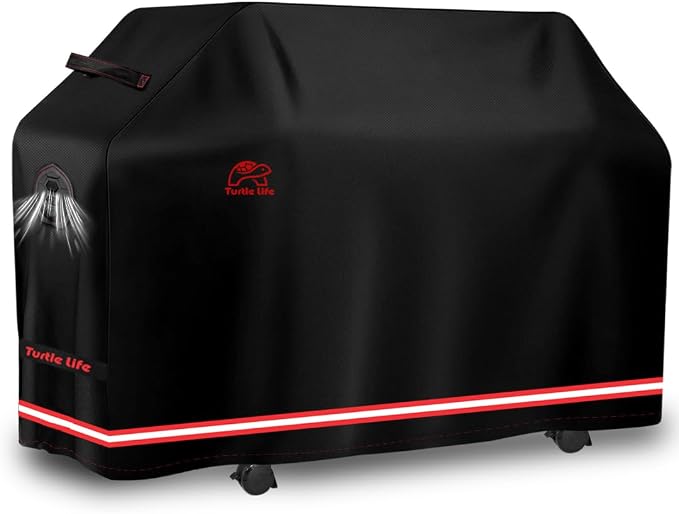 Turtle Life BBQ Grill Cover, 76-83 Inch Adjustable Heavy Duty Waterproof 6 or More Burner Barbecue Gas Grill Covers for Weber Summit Series Royal Gourmet MG Series, Black