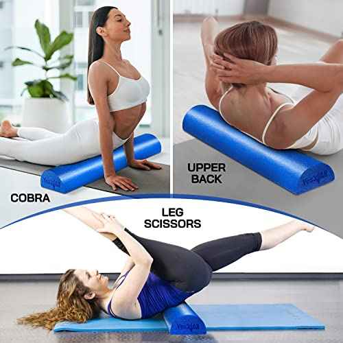 Yes4All Medium Firm Half Foam Rollers for Post-Workout Relaxation, 12/18/24/36 inch PE Foam Roll for Back Massage & Yoga Exercise