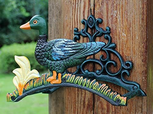 Garden Hose Holder Cast Iron Heavy Duty Water Hose Hanger, Outside Wall Mount, Solid Metal Decorative Rack/Organizer/Stand, Easy to Install, Hold Up to 50/75/100 ft (Hose holder - Duck)