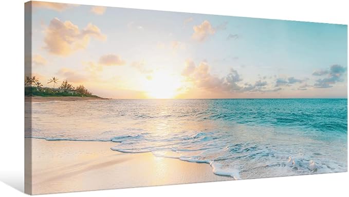 Goldfoilart Large Beach Sunset Canvas Wall Art