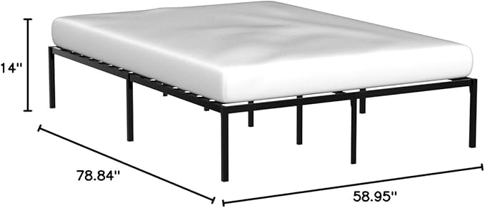 Linenspa Heavy Duty Metal Platform Bed Frame - No Box Spring Needed - Underbed Storage - Simple Toolless Assembly - 14” High - Sturdy - Steel Slats - Sleek Modern Design - Queen Size