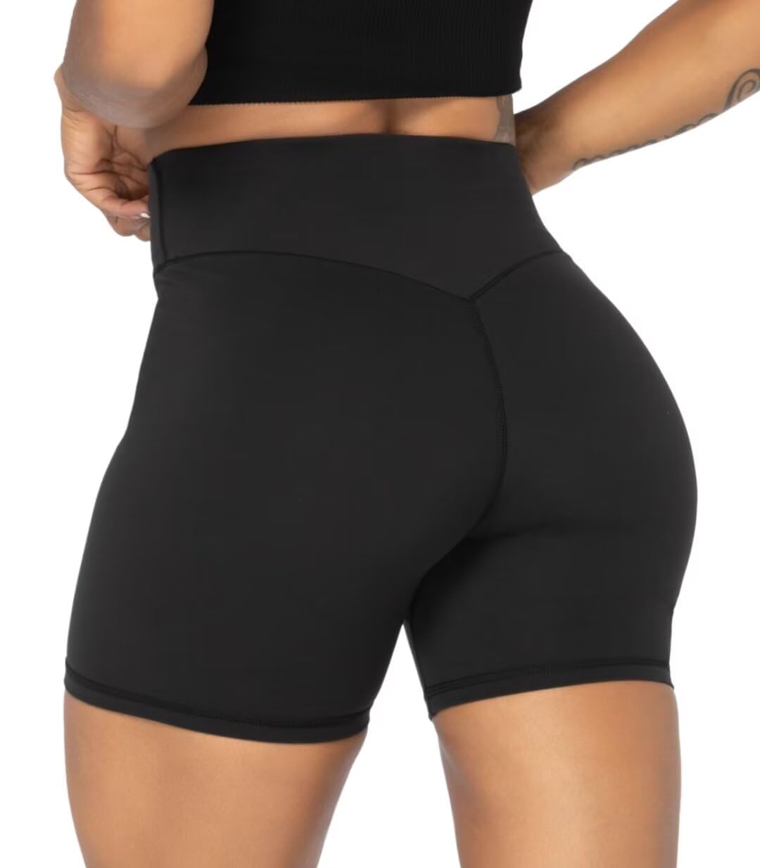 Sunzel Women's Biker Shorts in High Waist Tummy Control with No Front Seam 5" Black+Black (2 Pack) Large
