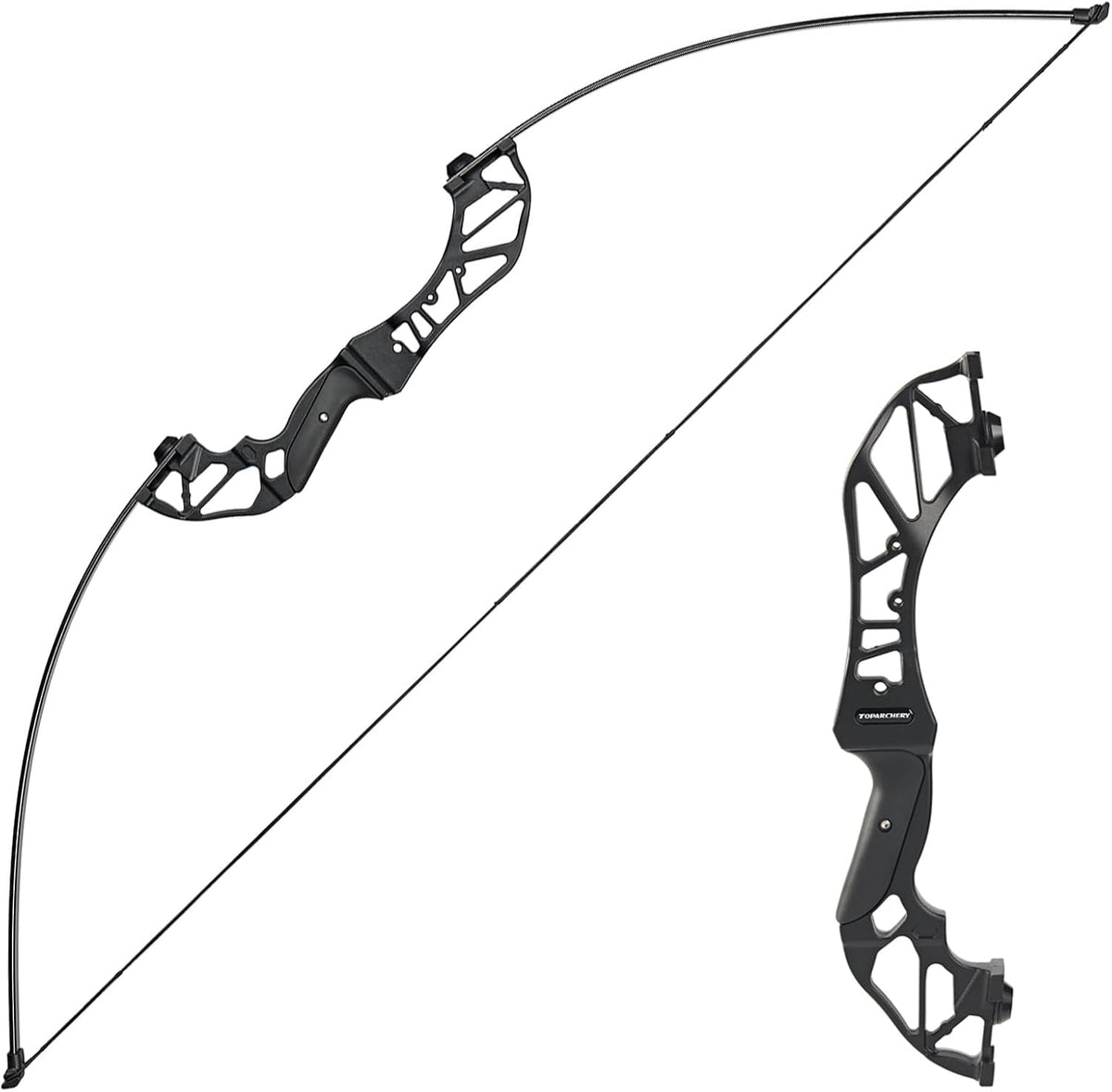 Toparchery Archery Takedown Recurve Bow Hunting Long Bow Alloy Riser - Right Hand Black - Draw Weight 30lbs 40lbs - with Arrow Sight, Arrow Brush