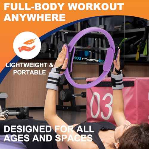 Tsikavo Pilates Ring, Pilates Ring Circle and Ball Set, 12 Inch Magic Circle Pilates Ring,9 Inch Small Exercise Ball,Resistance Bands Set, Home Pilates Equipment for Women
