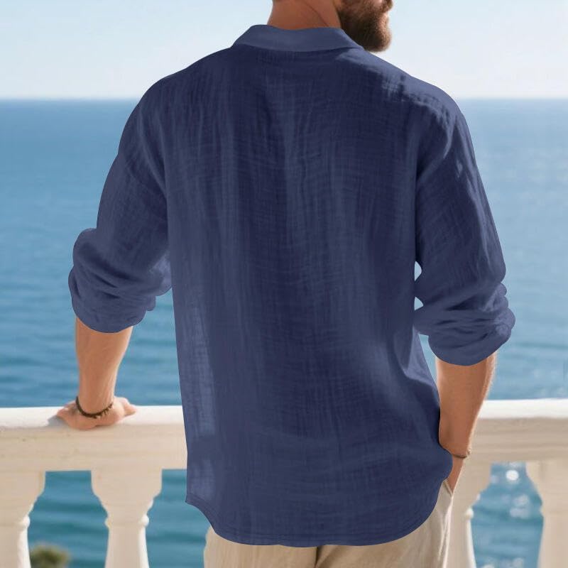 Regine Switzerland Casual Linen Blend Shirt - Solid White Long Sleeve for Men | Perfect for Spring & Autumn