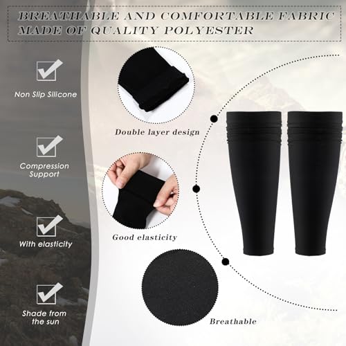 Tarpop 4 Pairs Kid Soccer Calf Sleeves Youth Leg Sleeves for Football Compression Protection Calf and Shin Support(Black)