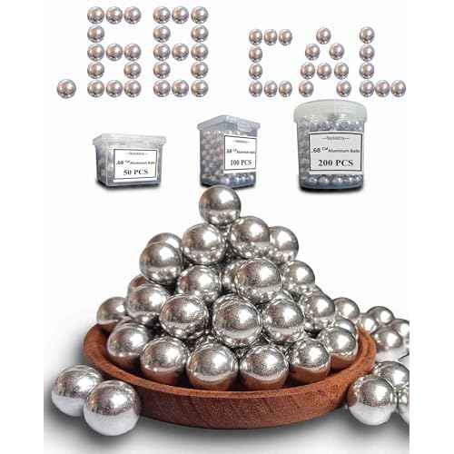 68 Caliber Self Defense Balls & Projectiles, 7.3g Hard Reusable 0.68 Cal Aluminum Balls Fit for Byrna LE/TCR Salt Supply S2/Pistelle X-68, Home Defense, Practice, Training