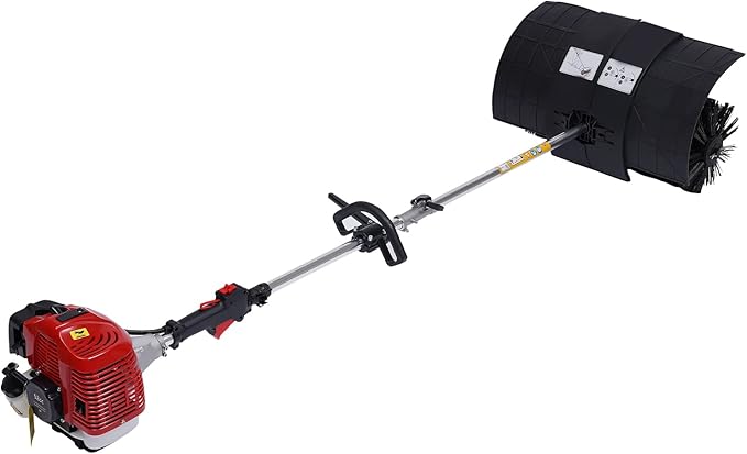 Sweeper Machine, 52cc Gas Power Sweeper 2 Stroke Handheld Broom Sweeper 2.3HP Gasoline Engine Power Broom Brush Clear with Air Cooled Motor EPA Engine for Cleaning Driveway Turf Lawn Snow Garden