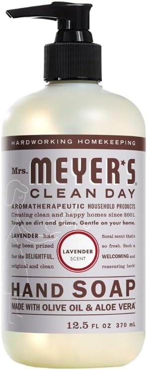 Mrs. MEYER'S CLEAN DAY Variety, 1 Room Freshener, 8 OZ, 1 Liquid Hand Soap, 12.5 OZ, 1 Liquid Dish Soap, 16 FL OZ, 1 Multi-Surface Cleaner, 16 OZ, 1 Toilet Bowl Cleaner, 24 OZ, 1 CT (Lavender)