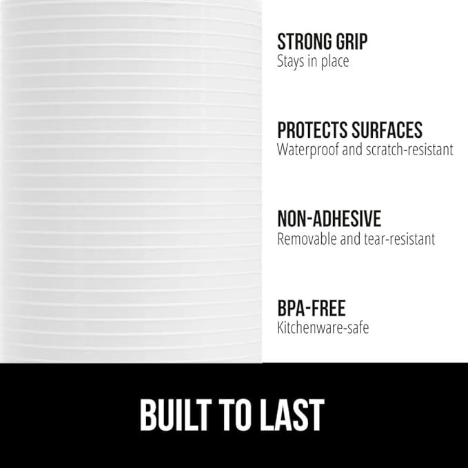 GORILLA GRIP DuraGuard Shelf Liner, 17.5x20 Non-Adhesive Cabinet Liners for Kitchen Drawers, Shelves, Refrigerator, Pantry Storage, Bathroom Closet, Durable Waterproof BPA Free Ribbed Plastic, White
