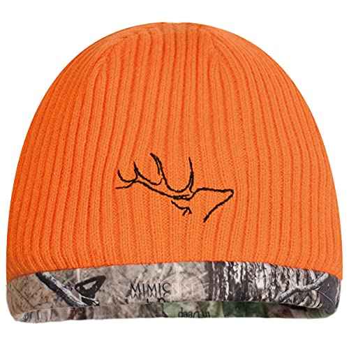 EDTREK Waterproof and Windproof Camo Beanie - Timber and Blaze Orange Camo Performance Hunting Hat