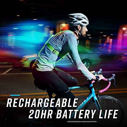noxgear Tracer2 Multicolor Light Up and Reflective Running Vest | Rechargeable, Ultra-bright Running Lights for Runners