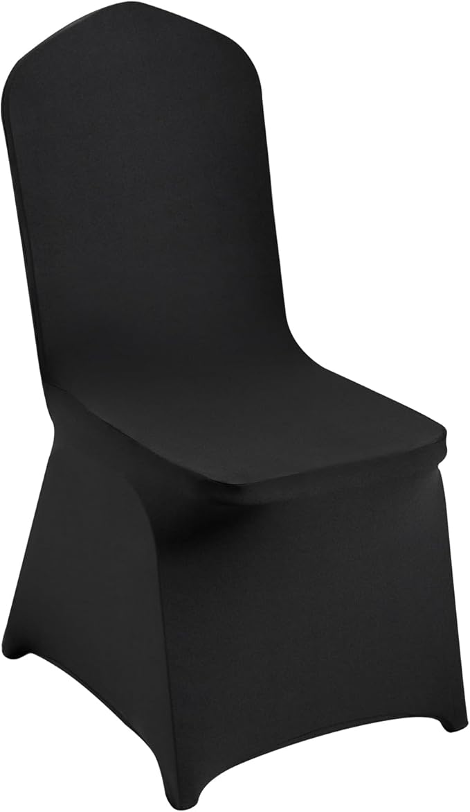 VEVOR 30 Pcs Flat-Front Chair Covers Polyester Spandex Chair Cover Stretch Slipcovers, Wedding, Holiday, Banquet, Party, Celebration, Dining, Black
