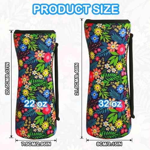 32oz Cute Printed Sleeve Compatible With Cirkul Water Bottle For Plastic And Stainless Steel Bottles 32oz Neoprene Sweat-Wicking Material Insulated Cover Designed With Handles (Black)