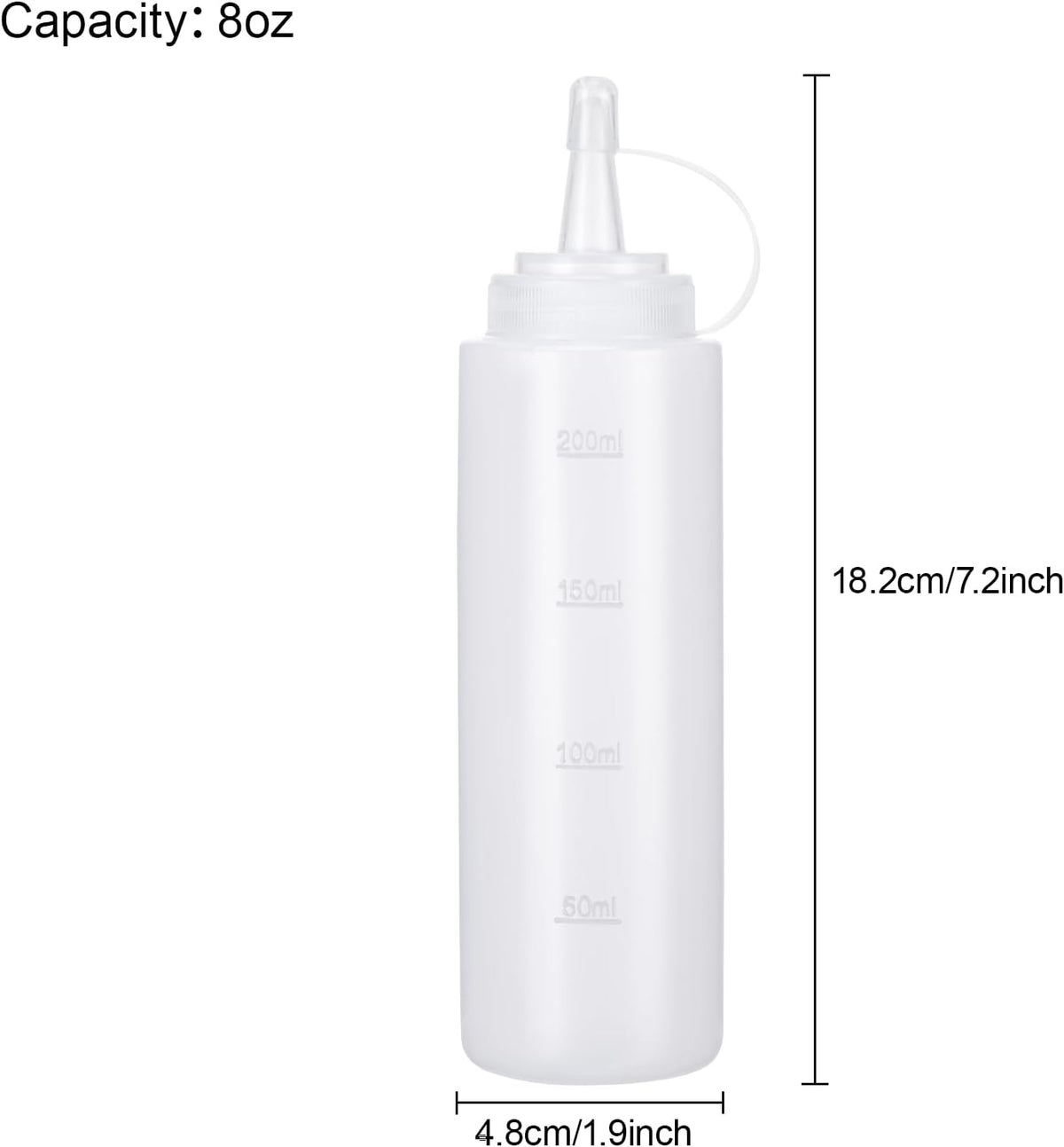 Condiment Squeeze Bottles Ketchup Dispenser, 6 Pack 8oz Squeeze Bottles for Liquids, Plastic Sauce Bottle with Cap Lid, Squirt Bottles for Sauces Liquids BBQ Dressing Pancake Art