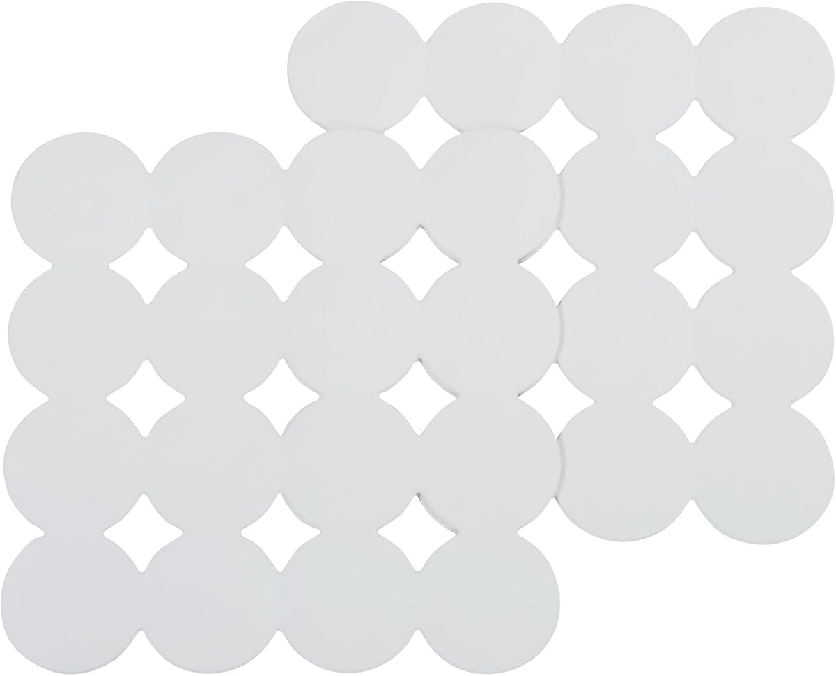 Square Shower Mat Nonslip - 2PCS Rubber Bathtub Mat with Suction Cups for Inside Shower Bathroom Floor (White, 21X21)
