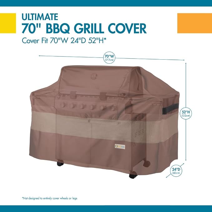 DUCKCOVERS Ultimate Waterproof BBQ Grill Cover, 70 Inch, Grill Cover, Grill Cover for Outdoor Grill, BBQ Cover