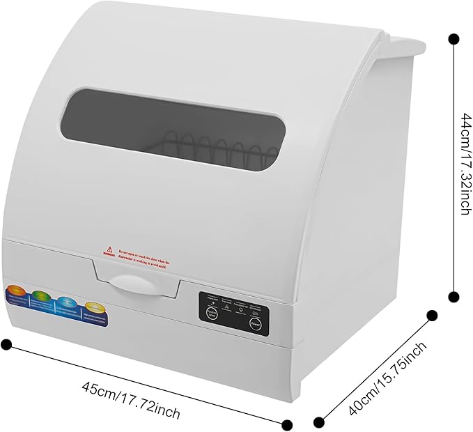Portable Countertop Dishwasher, 1200W Mini Dishwasher W/Build-in 6L Tank & 4 Wash Modes, Tabletop Small Dish Washer W/Tempered Glass Window & 360° Dual Spray for Apartments & RVs